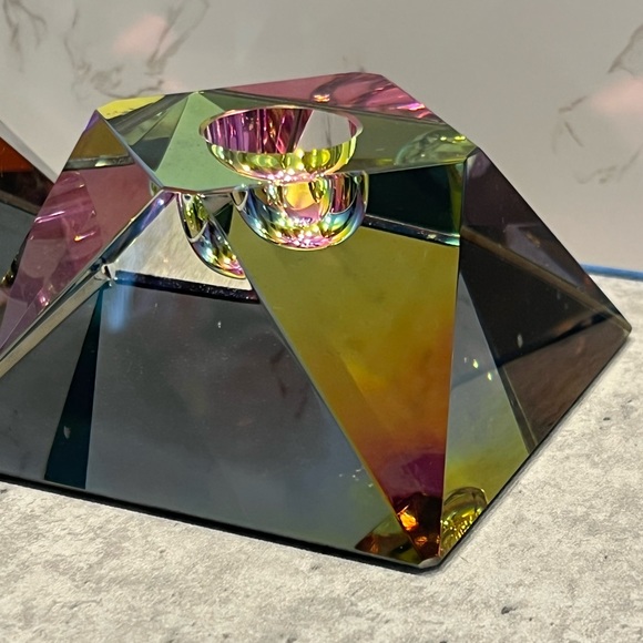 House of Goebel vintage W Germany lead crystal iridescent candle holders - Picture 14 of 16